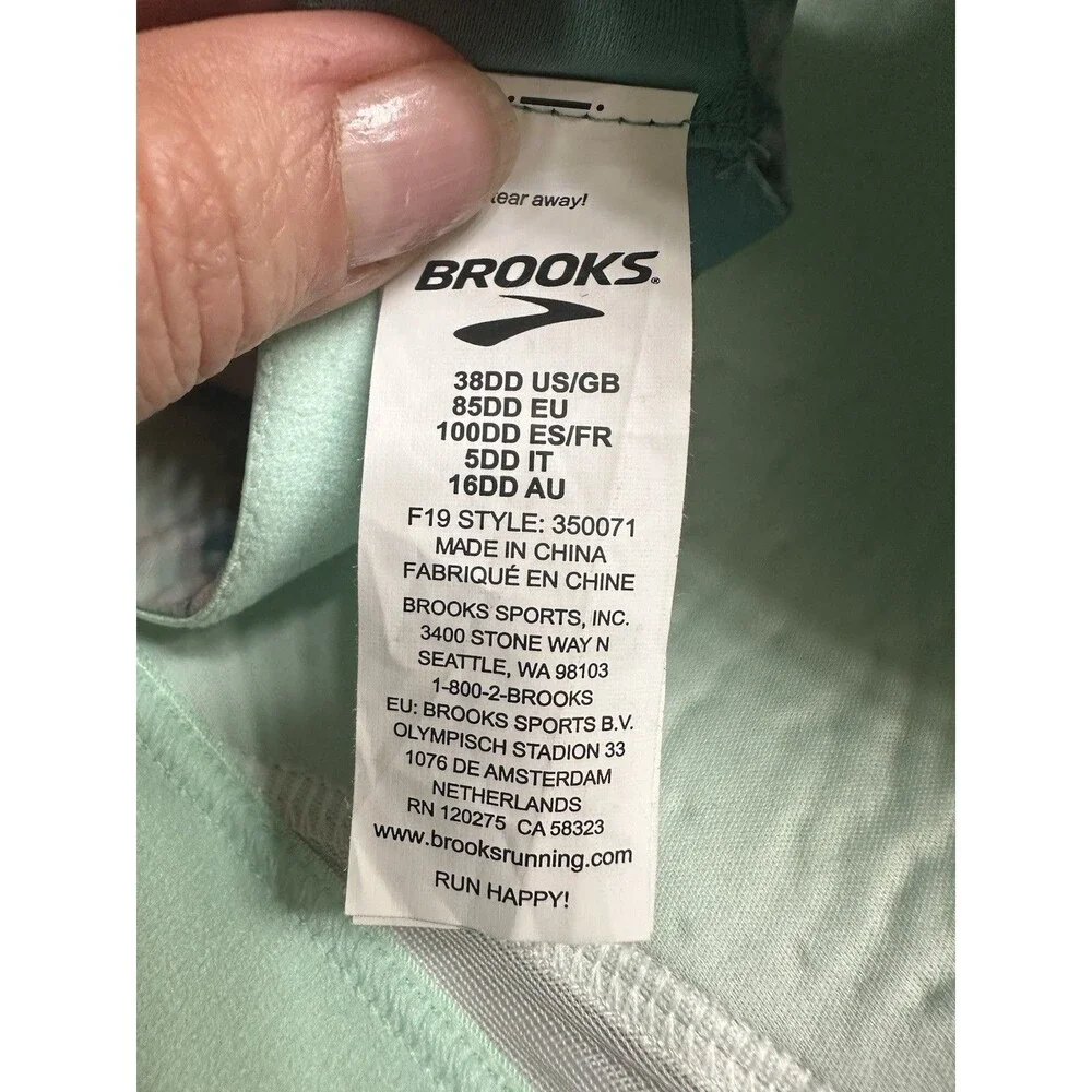 NWT Brook's Sz 38DD Juno High Impact Wirefree Sports Bra Mint Marble NEW